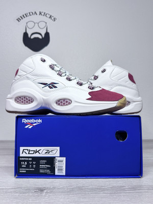 Size 11.5 - Reebok Iverson Question Mid Vintage Red Toe White IG2653 Men s NEW