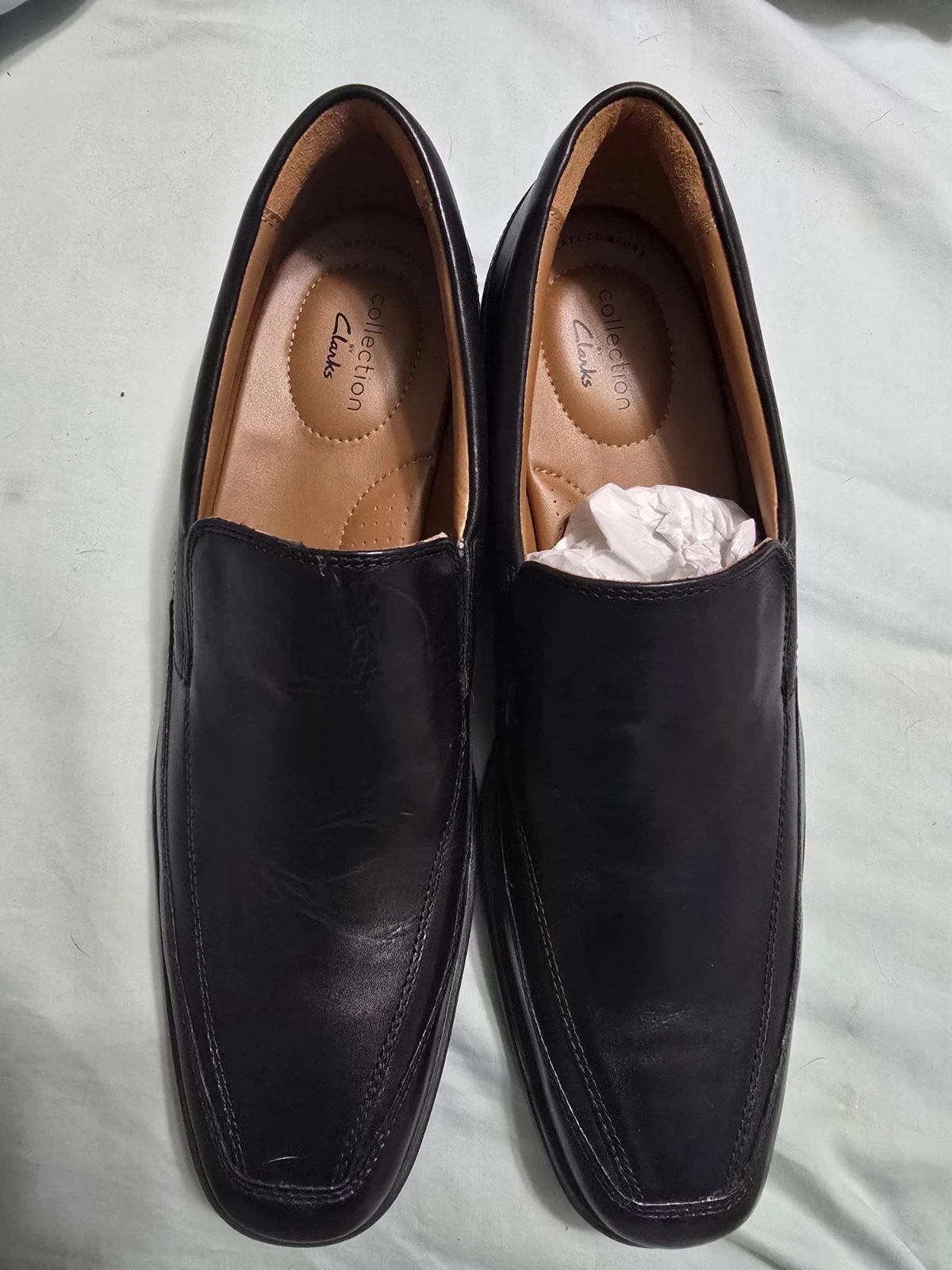 Scarpe eleganti Clarks Tilden Free slip on in pelle nera da uomo taglia 13M