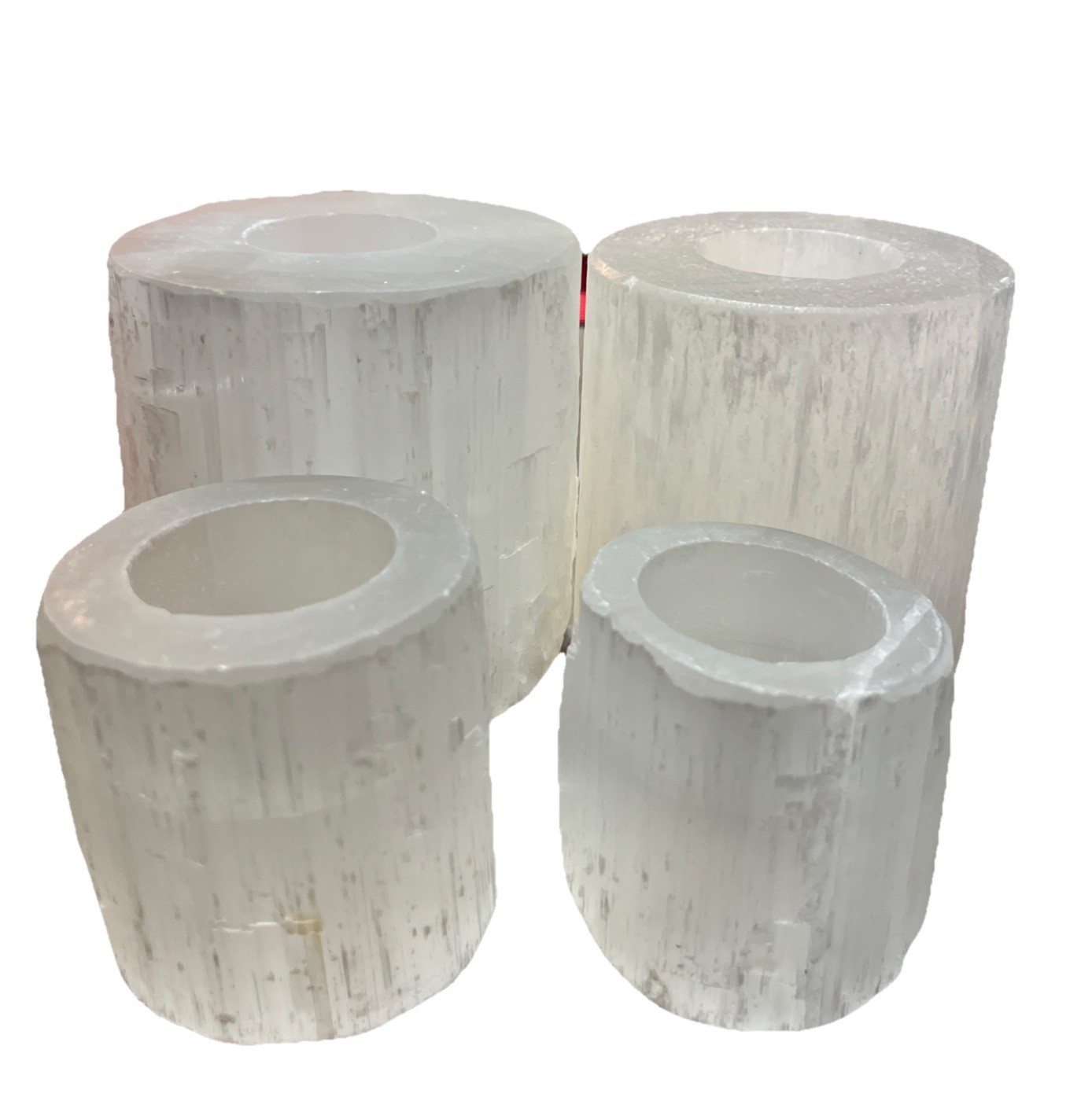 Four Selenite  Raw Edge  Candle Holder