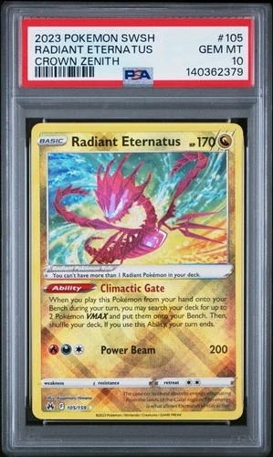 PSA 10 Radiant Eternatus Holo Rare CROWN ZENITH 105/159 Graded Pokemon Card