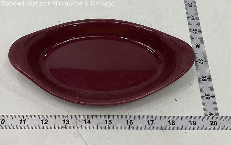 Hall Maroon Oval Au Gratin Baking Dish 521 Ceramic Mid Century Modern 7.8