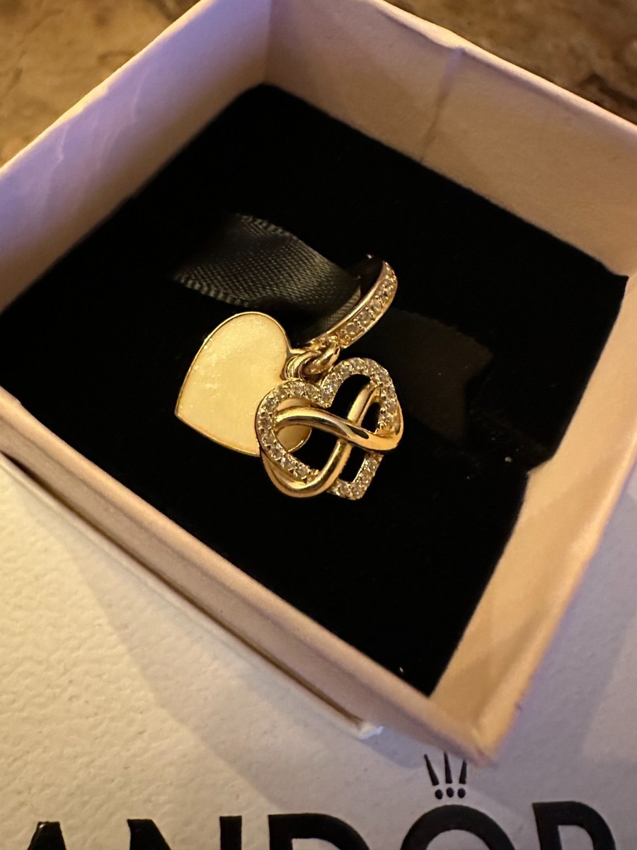 PANDORA Authentic 14K Sparkling Infinity Heart Enamel CZ Dangle