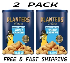 Planters Deluxe Lightly Salted Whole Cashews, 18.25 oz Canister (2 PACK)