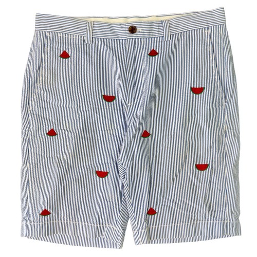 Brooks Brothers Shorts 32 Blue White Seersucker Watermelon Preppy Casual 10"