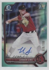 2022 Bowman Draft Chrome Pick Aqua Lava Refractor 29/199 Landon Sims Auto 1j7t