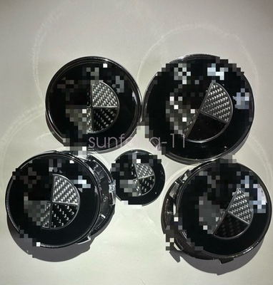 #ad For BMW 7PCS Roundel Emblem Set True Carbon Fiber Black And White 82 74 68 45mm $37.98