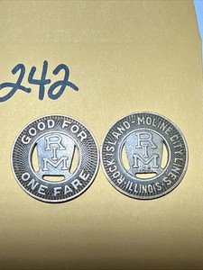 Rock Island-Moline Transit Token - Illinois Good For One Fare - Lot Of 2 Tokens