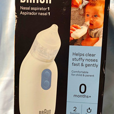 Braun Nasal Aspirator Baby Nose Suction w/ 2 Tip Shapes Batteries BNA100US