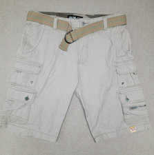 NEW IRON CO Men's 34x11 Khaki Cargo Shorts w/D-Ring Belt Pockets 100 Cotton
