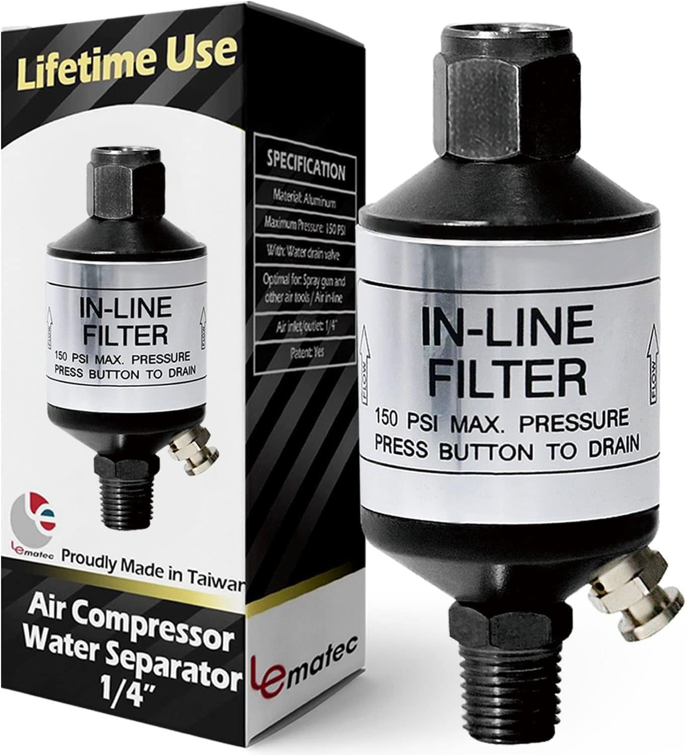 Water Separator - 1/4 Npt Inline Moisture Trap, Air Dryer Fo