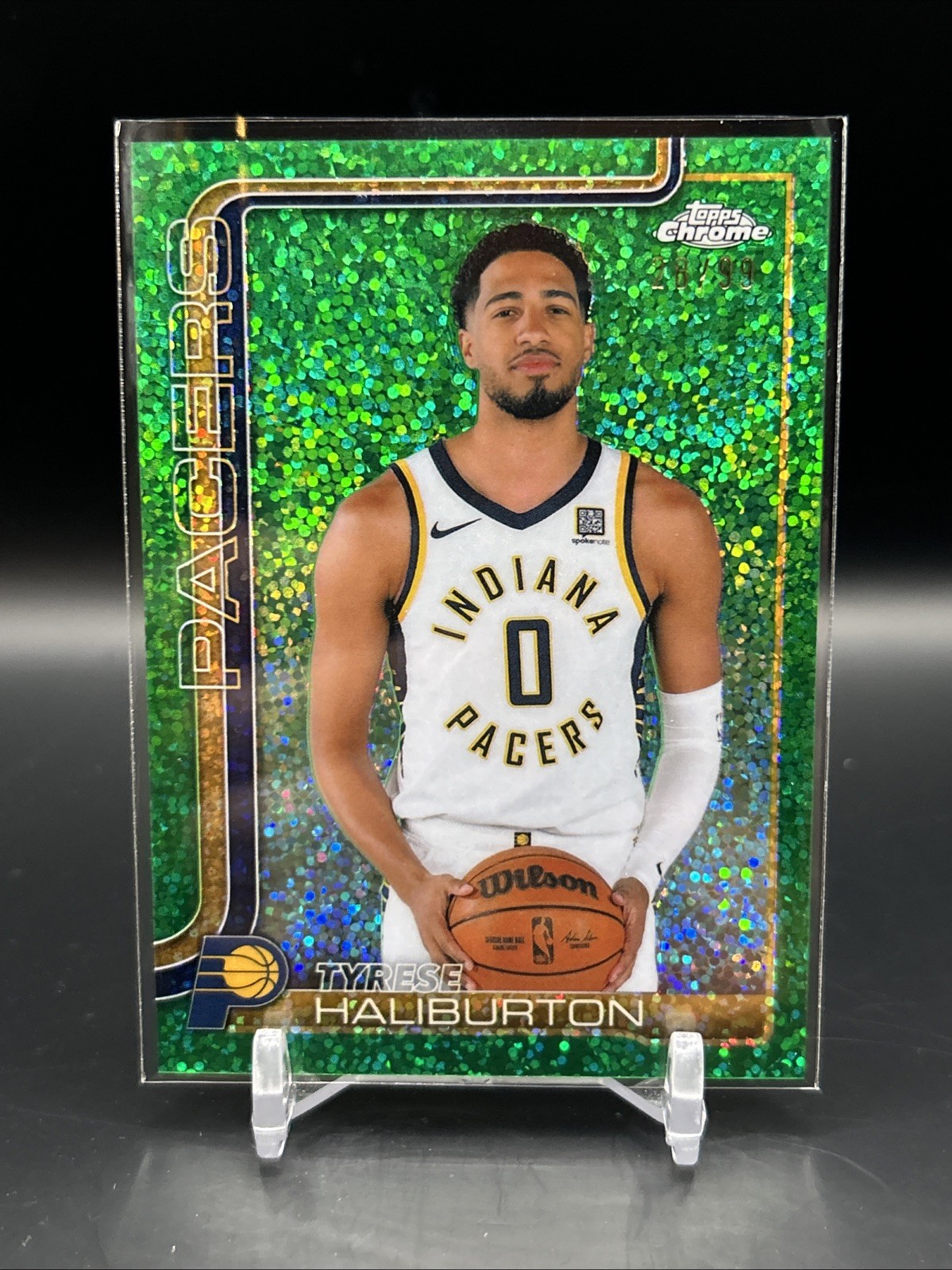 Tyrese Haliburton Green Speckle Image Variation /99 2025-26 Topps Chrome Pacers
