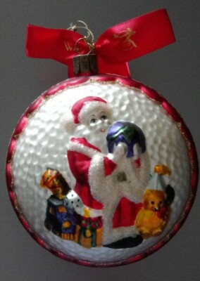 WATERFORD ROUND HAND BLOWN GLASS SANTA CLAUS CHRISTMAS TREE ORNAMENT | eBay