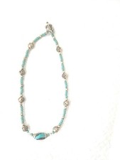Turquoise And Silver Beaded Choker Necklace