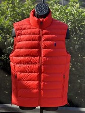 Polo Ralph Lauren Packable Puffer Vest - Men's Large, Orange Nylon