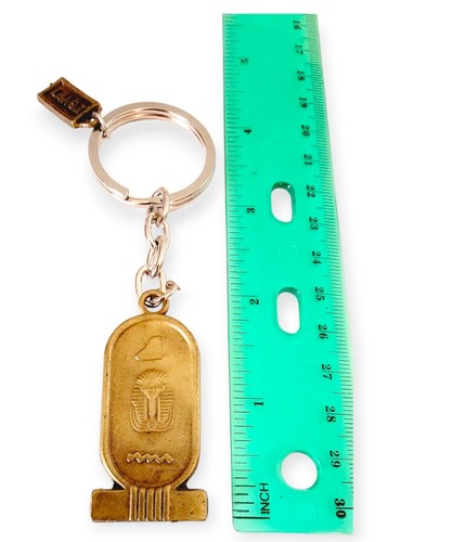 Egypt Cartouche Keychain Egyptian Hieroglyphs Goldtone Metal Souvenir FLAW - Picture 3 of 4