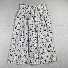 Talbots Skirt Womens 10 White Pleated Flowers Button Front Cottagecore Midi