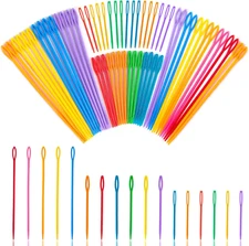 LOVEINUSA 100PCS Plastic Needles for Kids, Large Eye Yarn Needles Kids Colorful