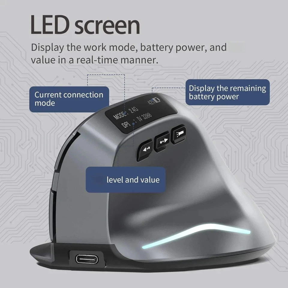 ZELOTES F-26C Vertical Ergonomic Mouse 2.4GHz BT Wireless Vertical Mouse 3200DPI - Image 4 of 4