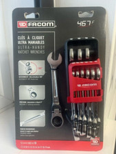 Facom 467BF.JP10PB 10 Piece Flexi Head Anti Slip Ratchet Combination Spanner Set