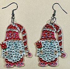Womens Earrings Love Gnomes with tulip Drop Crystals on both sides