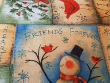 Laural Home Tablecloth Winter Wonders Snowman Birds Hearts Polyester 82X60