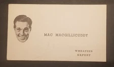 Mac Macgillicuddy Wheaties Expert Vintage Business Card z8093