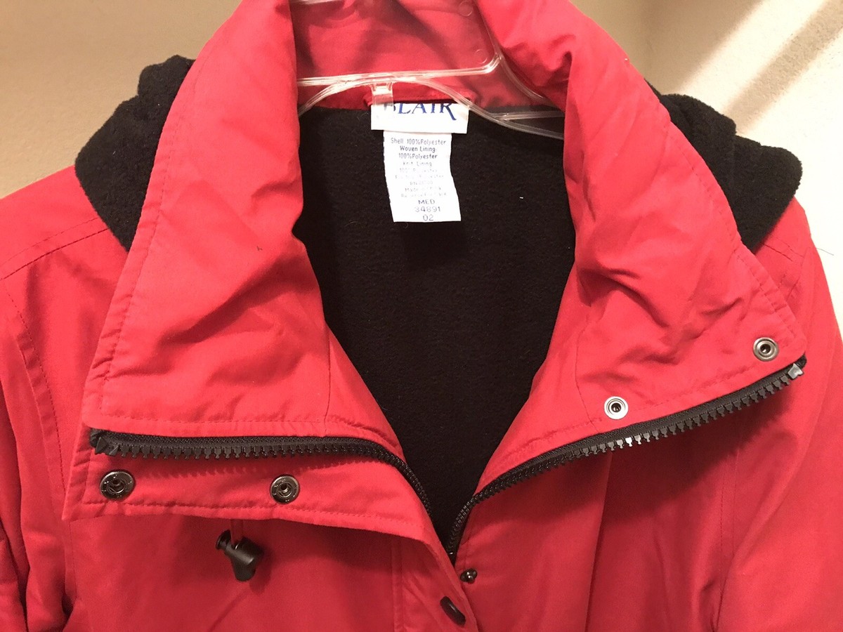 Blair Womens Red Removable Hood Zipper Snap Jacket Coat Size:12 | eBay