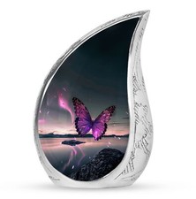 Purple Butterfly Mini Urn - Urn For Ashes - Cremation Urn For Adult Ashes Women