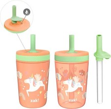 Zak Designs Unicorn Kelso Tumbler Set, Leak-Proof Screw-On Lid with