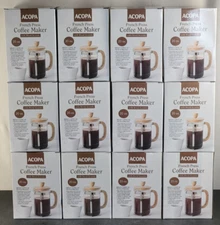 (Case of 12) ACOPA 20 oz French Press Coffee Maker with Wood Accents 176FP20WOOD