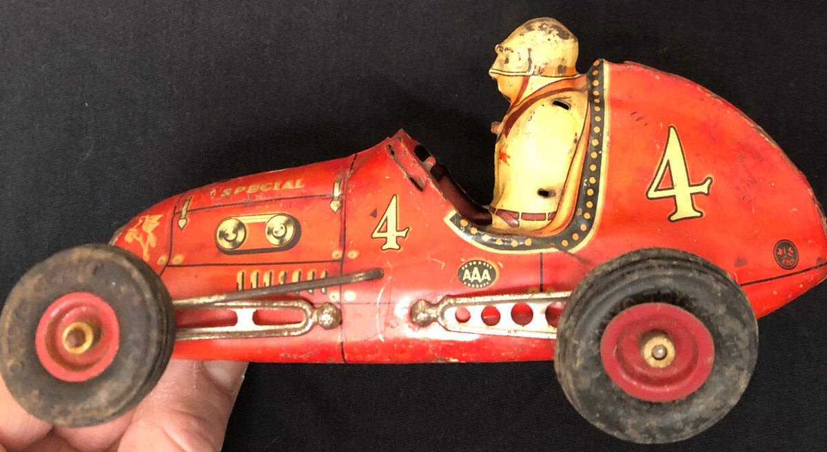 Yonezawa Tin Friction TOMY CHAMPION MIDGET RACER #4 Toy RACE CAR