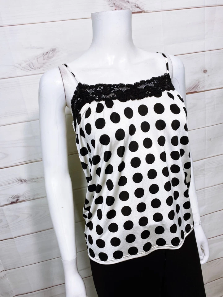 Top de mujer The Limited talla S blanco y negro a lunares de encaje con correas sin mangas Foto 2 de 4