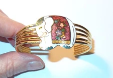 SMALL  COLORFUL  ELEPHANT CUFF BRACELET ETHNIC STATEMENT JEWELRY