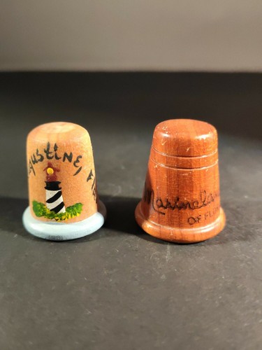 VINTAGE THIMBLE Wooden TRAVEL SOUVENIR Florida