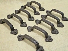10 Rustic Cabinet Handle Cast Iron Drawer Pull Door Antique Style 5 1/2" Cabin 