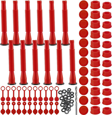12 Kit Gas Can Spout  with Screw Collar Caps, Gasket Stopper, and 2 Kinds Gas Ca