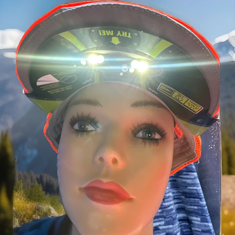 Светодиодная шляпа POWERCAP ультраяркая с подсветкой от аккумулятора — ОРАНЖЕВАЯ - Изображение 2 из 4