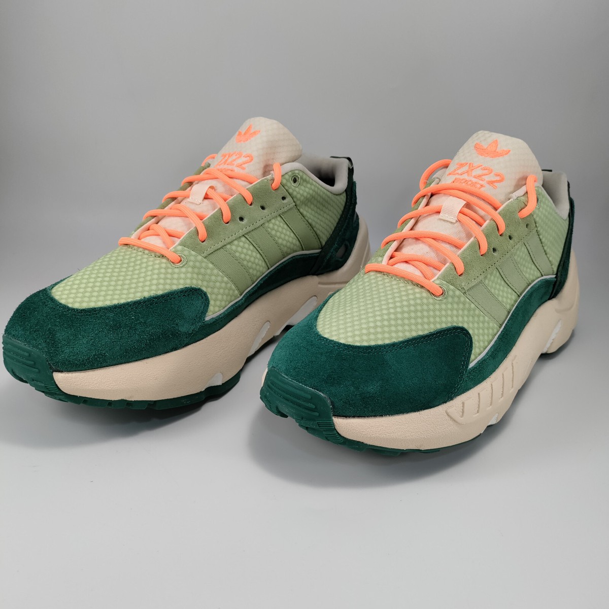 Adidas Mens ZX 22 Boost Ecru Tint Core Green Shoes Magic Lime