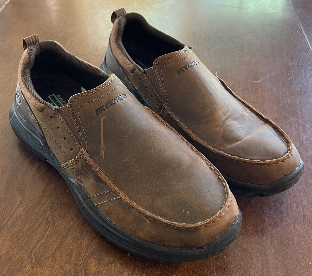 Skechers Men’s Dark Brown Air-Cooled Memory Foam Relaxed Fit Seveno Loafers Sz10 SKECHERS Seveno EXPENDED Relaxed FIT Leather LOAFERS in  main image 2