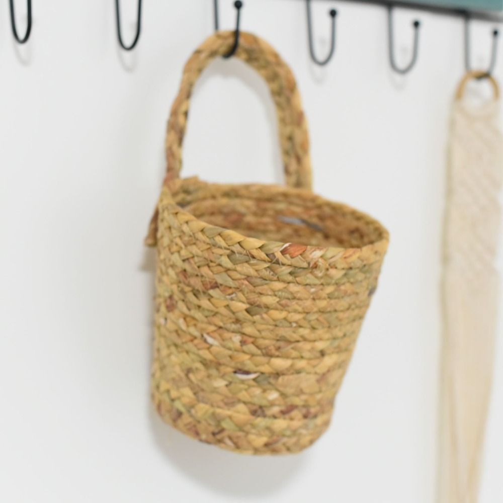Straw Rattan Storage Basket Plant Wicker Hanging Baskets Storage