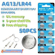 50Pcs AG13 LR44 A76 357 357A LR1154 SR1154 SR44 1.5V Button Battery Coin Cell US