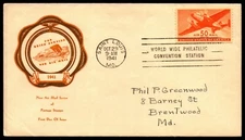 Scott C31 50 Cents Transport Plane Rice FDC Addressed Planty C31 Unk