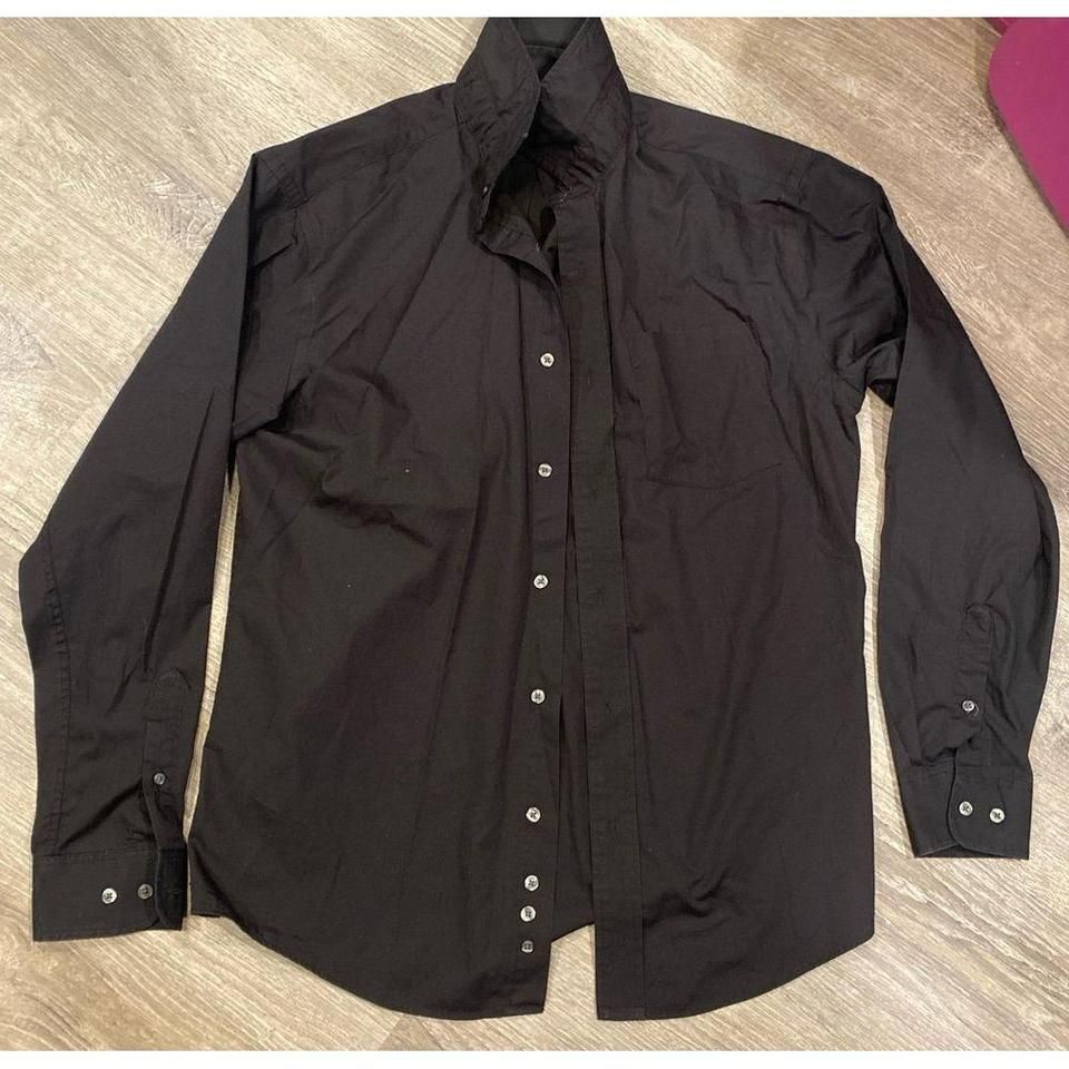 Men's Medium Solid Black Button Down - image 2