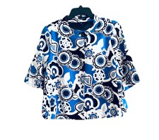 Madison Blue Floral Cotton Collarless Jacket Size Large Nwot
