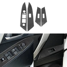 Carbon Fiber Interior Window Lift Switch Panel Cover For Mazda 3 Axela 2010-13
