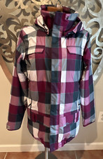 Oakley Coat Womens Large Snowboarding Winter Anorak Fit Purple Plaid Pockets
