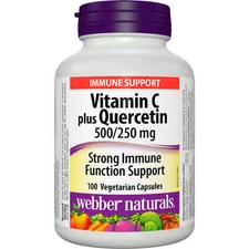Webber Naturals Vitamin C Plus Quercetin 500/250mg Vegan Immune 100 pcs NEW