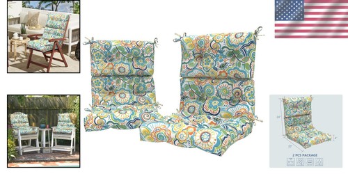 Comfortable Overstuffed High Back Chair Cushion Set, 22" W - Indoor/Outdoor Use - Picture 2 of 8