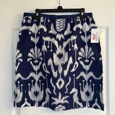VINEYARD VINES Size 2 Navy Bailey Ikat Lined Skirt 100 Cotton NWT Preppy Mini