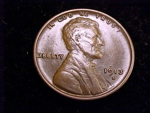 1913-S Lincoln Cent, Very Fine to nearly Extra Fine in Grade coin.
